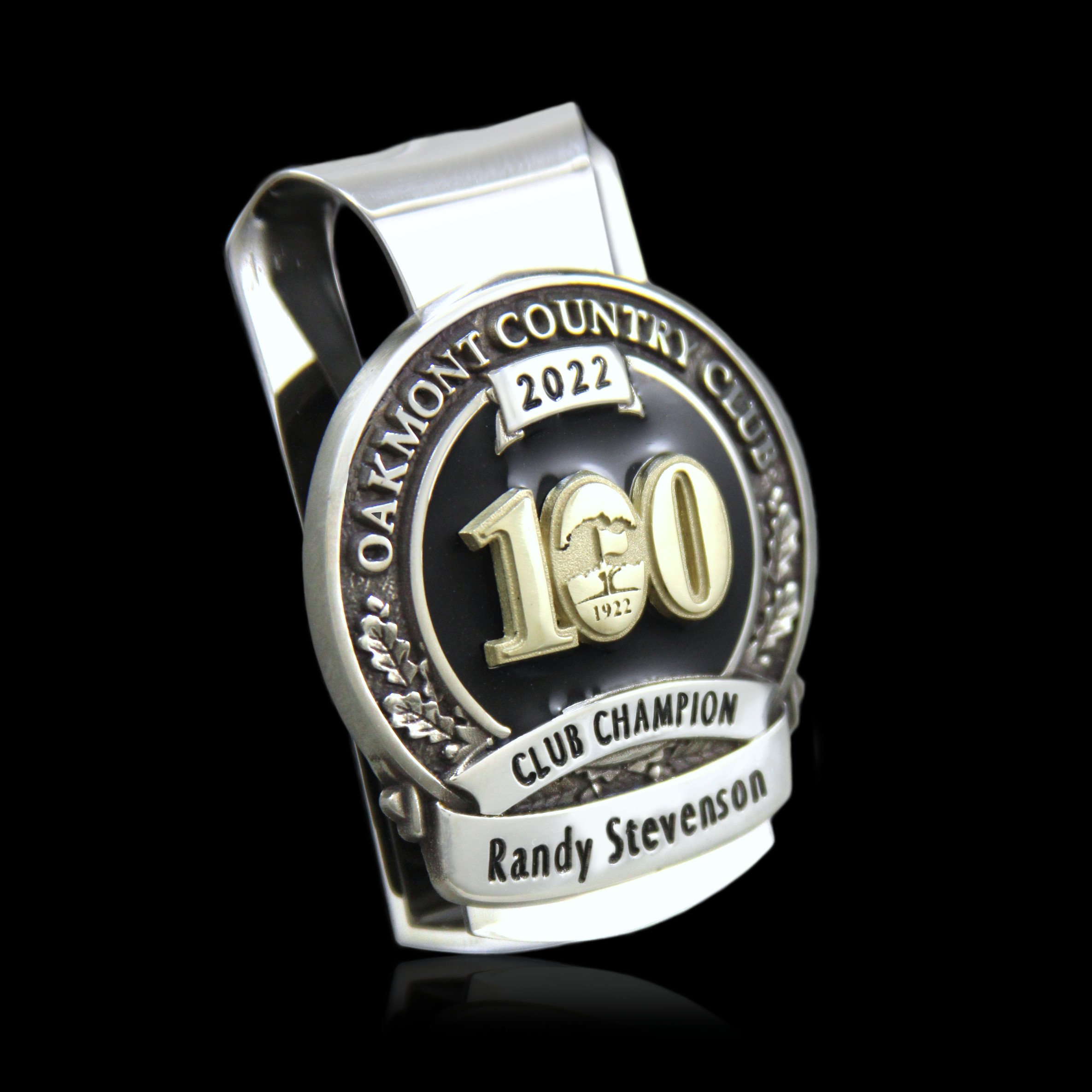 Oakmont Country Club Champion Money Clip by Malcolm DeMille- Angle View
